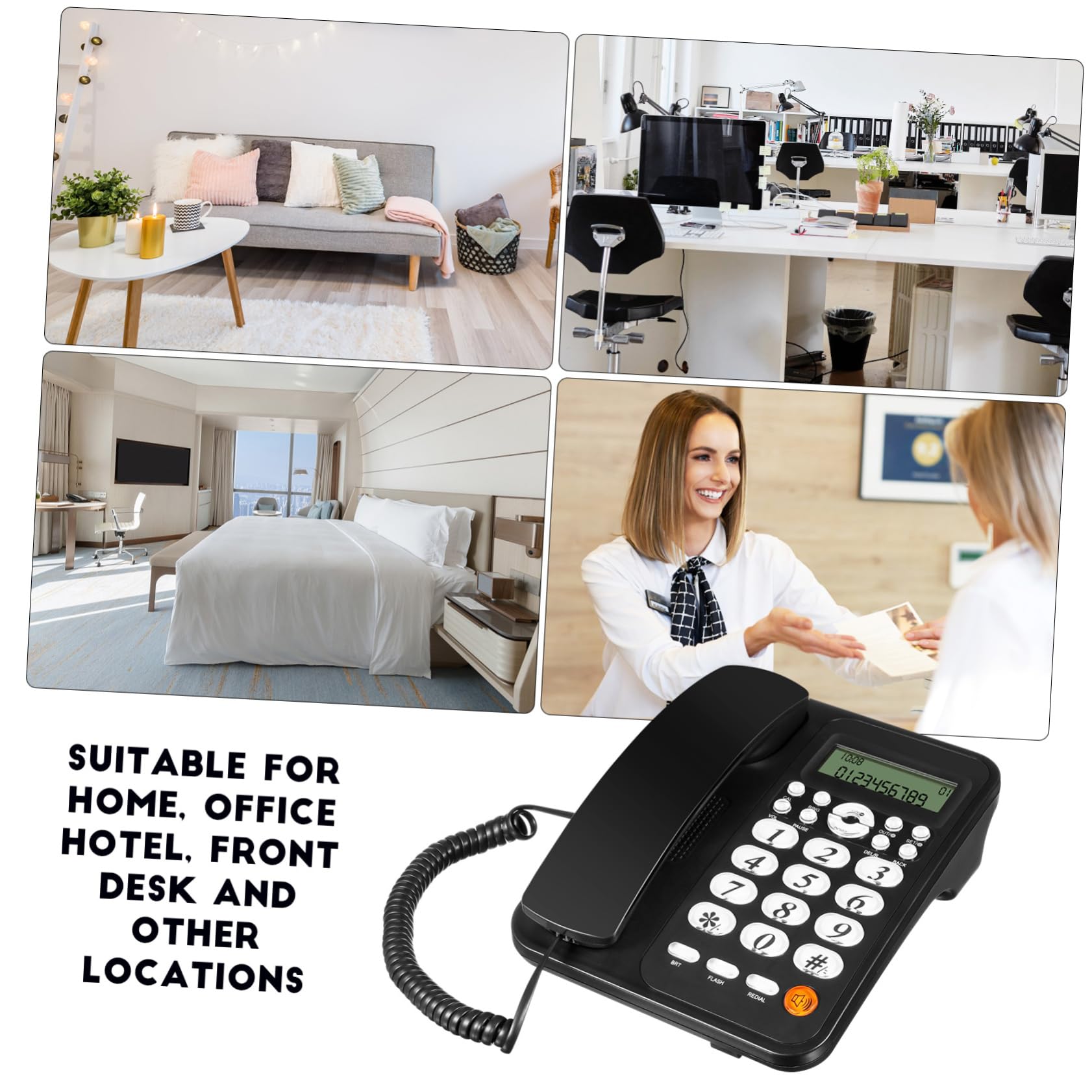 Gadpiparty Telefono Fisso di Design con Identificazione del Chiamante Telefono da Ufficio per La Casa