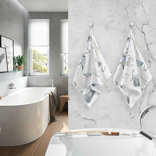 Miniatura 7 de susiyo Reeds and Herons - Juego de 2 toallas de mano de algodón de 16 x 28 pulgadas