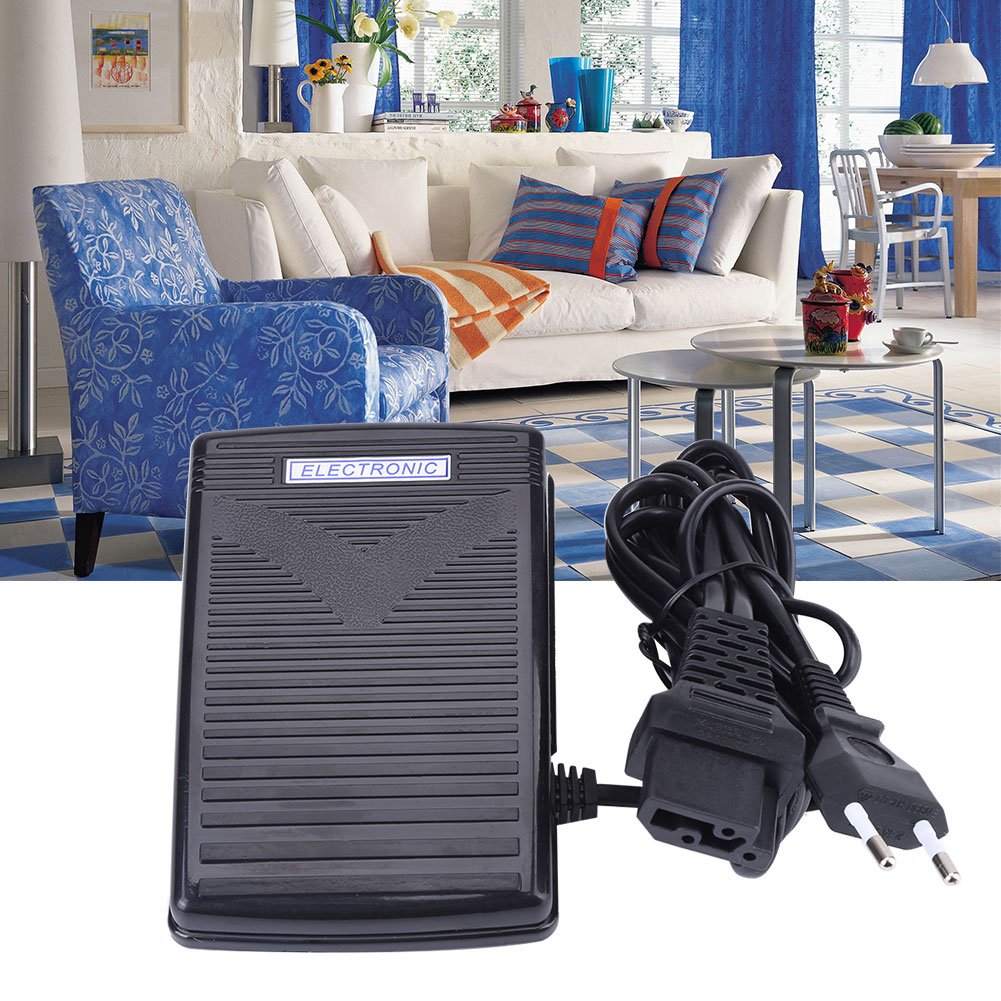 Walfront Pedal de Control de Velocidad, Controlador de Pedal de Pie para Máquina de Coser 200-240V Enchufe de la UE