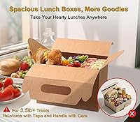 Vista 2 de Happyhiram Paquete de 40 cajas grandes a dos aguas color marrón Kraft, cajas de regalo de papel kraft resistentes de 9 x 6 x 6 pulgadas