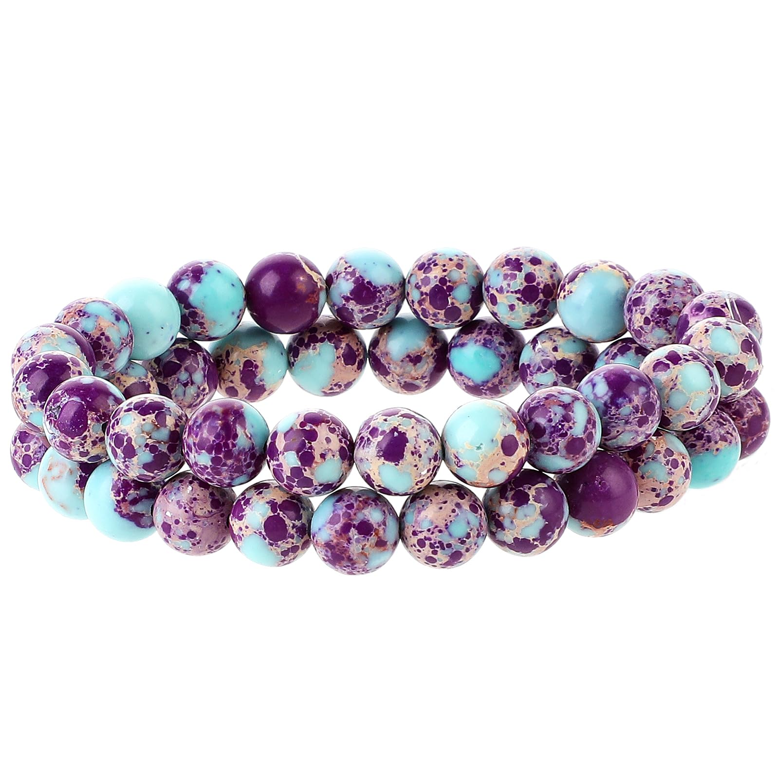 47 Pack Sea Sediment Imperial Jasper Beads 8mm Natural Stone Beads Purple-Blue Jasper Beads Round Stone Beads Galaxy Sea Sediment Imperial Jasper Gemstone Beads for Jewelry Making