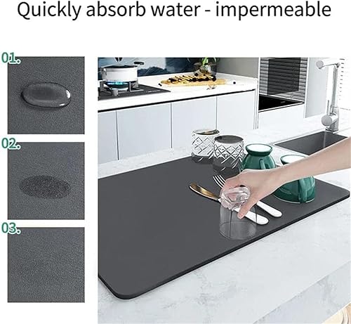 Miniatura 4 de Confidentiay - Tapete de drenaje súper absorbente para cocina, tapete de drenaje súper absorbente, tapete de secado de platos de diatomita, sin