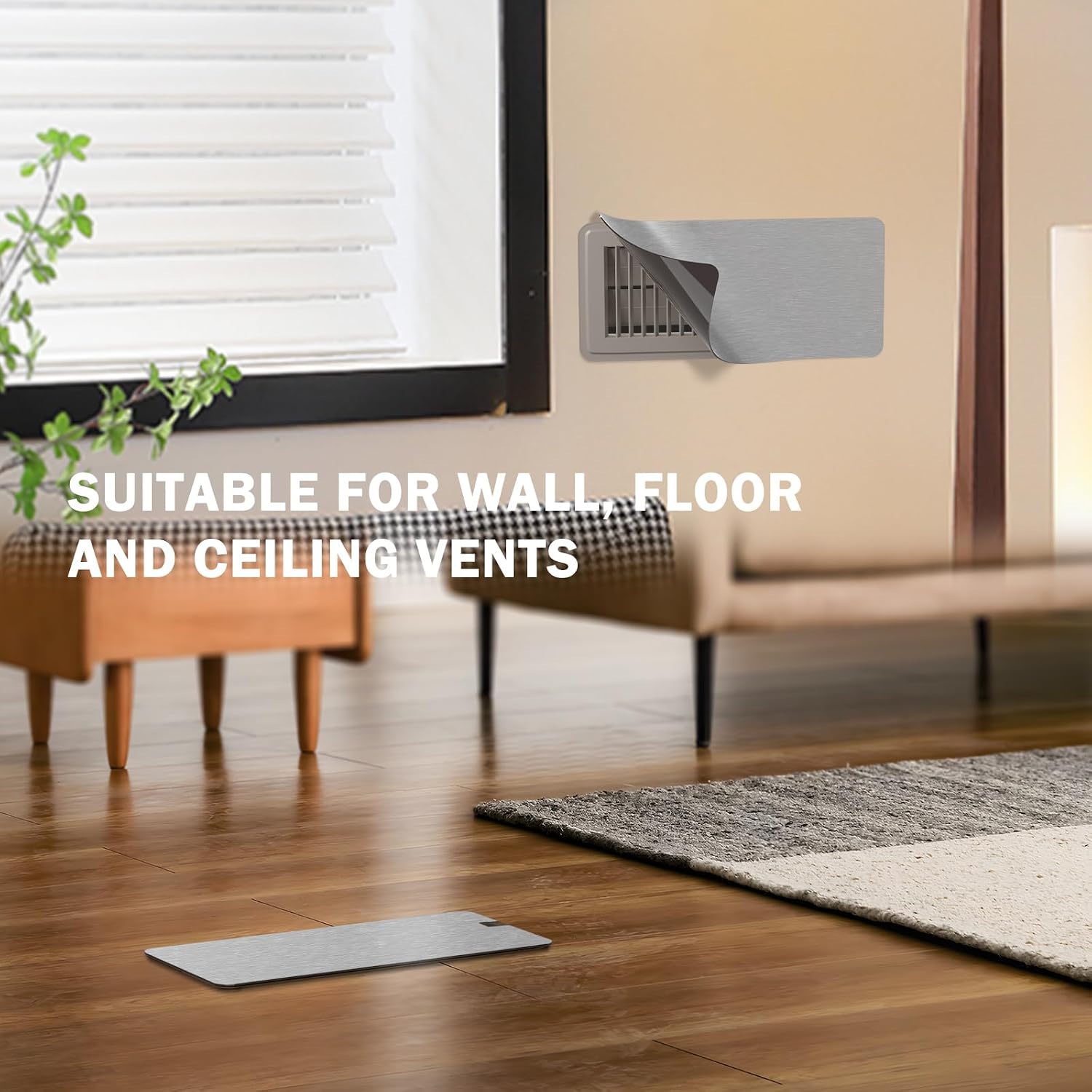 Magnetic Vent Cover for Ceiling, 5.5"x12" Metallic Strong Magnet Cover 4Pcs | Grey Register Vent Cover, Stick Well to Register Easily, Durable Rubber Magnet, Air Vent Covers for Home Floor, HVAC, AC, RV