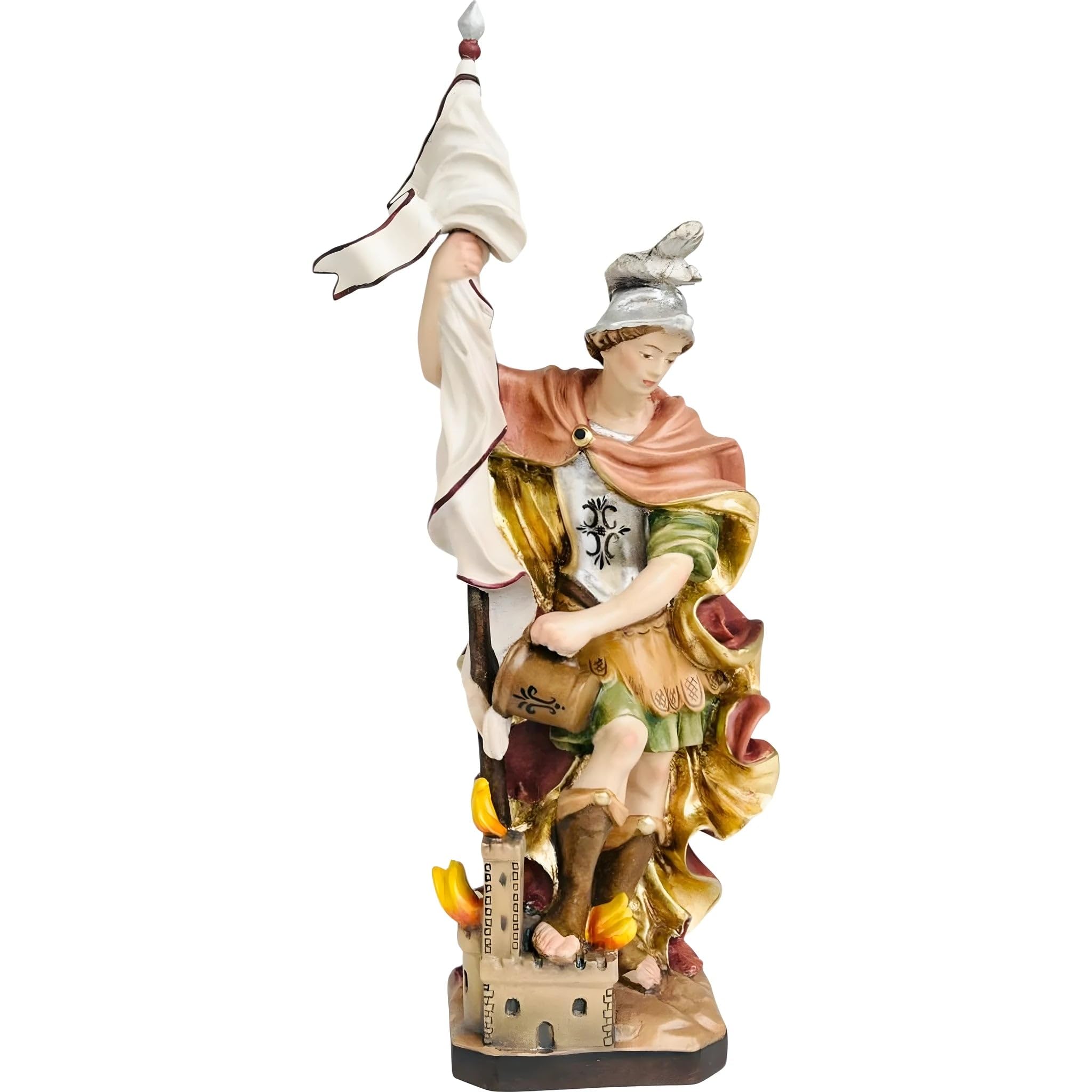 Carved Saint Florian with Flag, Maple Wood - Dolfi
