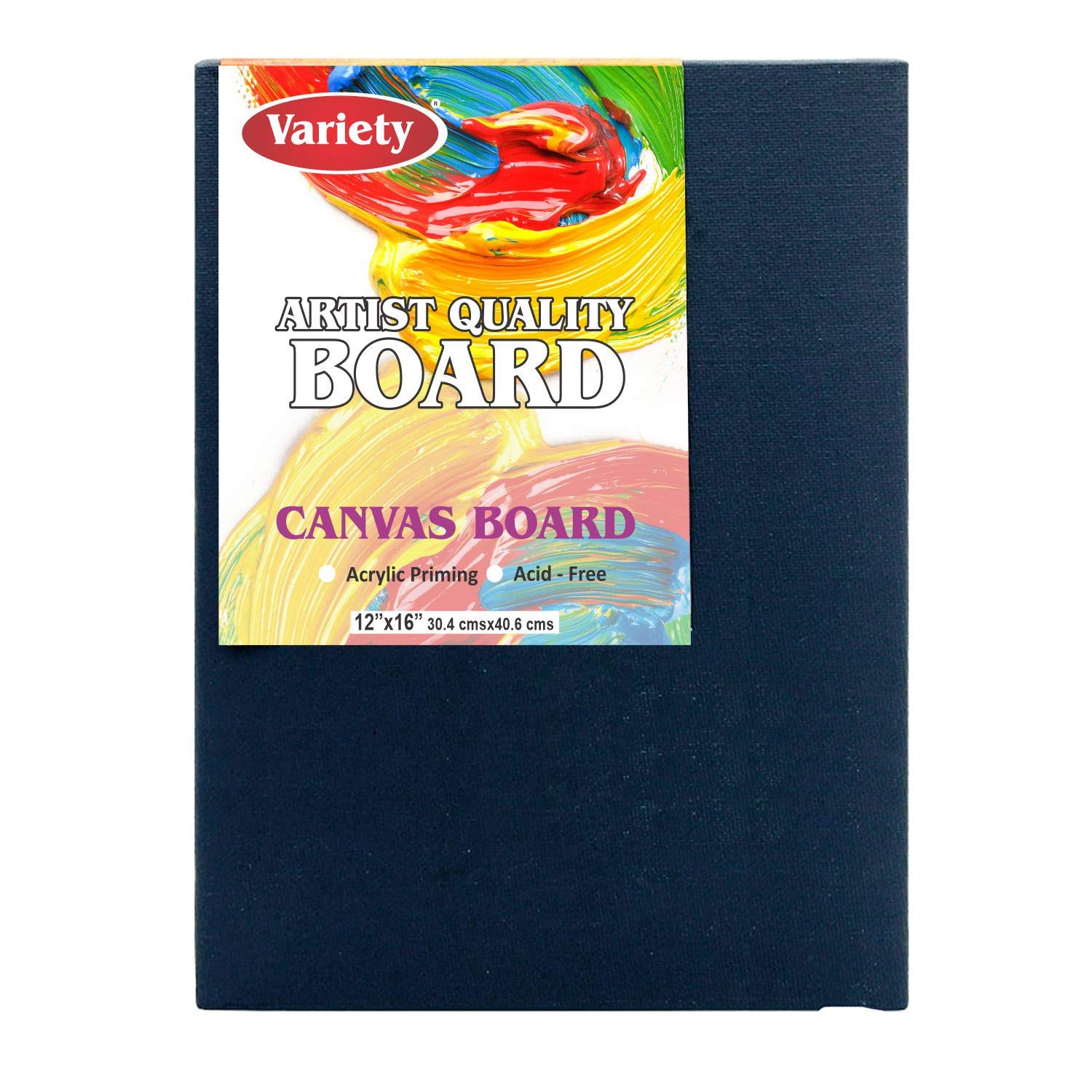 Variety Canvas Drobnoziarniste 100% bawełniane płótno 207 ml zagruntowana deska (czarna, 35 x 45 cm [opakowanie 1])