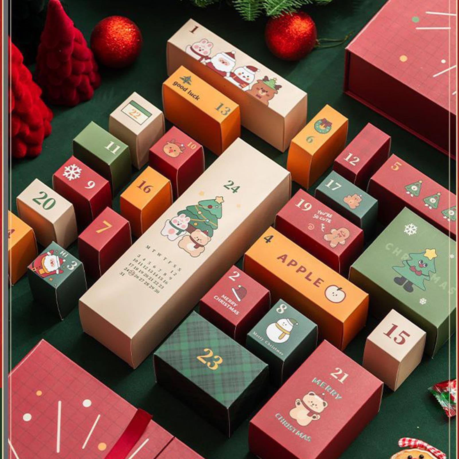 Cajas De Calendario De Adviento Reutilizable 24 Días Vacío Rellenable