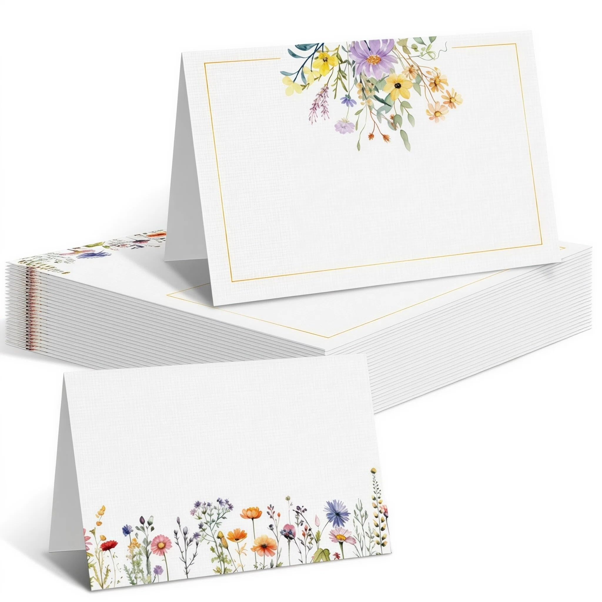 Yipakeh Place Cards Name Cards for Table Setting, Double-Sided Floral 50Pcs