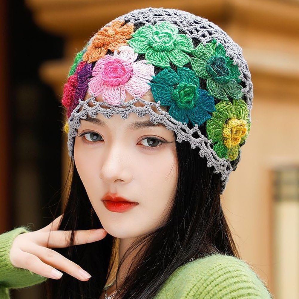 Amazon.co.jp: 花柄かぎ針編み ビンテージ風 ビーニー 通気性あり 軽量