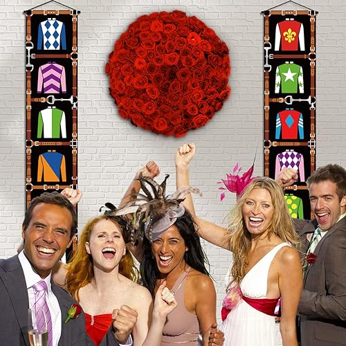 Miniatura 3 de Nepnuser Kentucky Derby Porche Banner Jockey Party Puerta Frontal Ventana Pared Interior Exterior Decoración Cabina de Fotos Telón de fondo