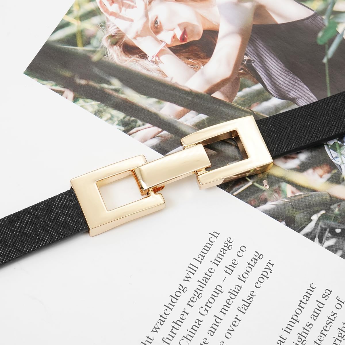 Women's Skinny Genuine Leather Belts Thin Waist Belt with Gold Buckle for Dresses - Image 5