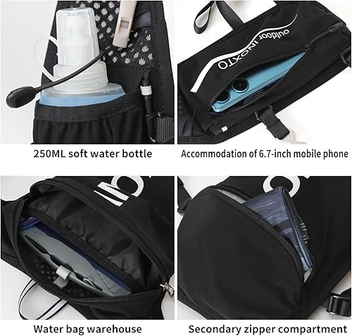Miniatura 5 de INOXTO Chaleco de hidratación para correr, paquete aislado ligero con 8.5 fl oz de botella suave para senderismo, senderismo, correr, ciclismo,