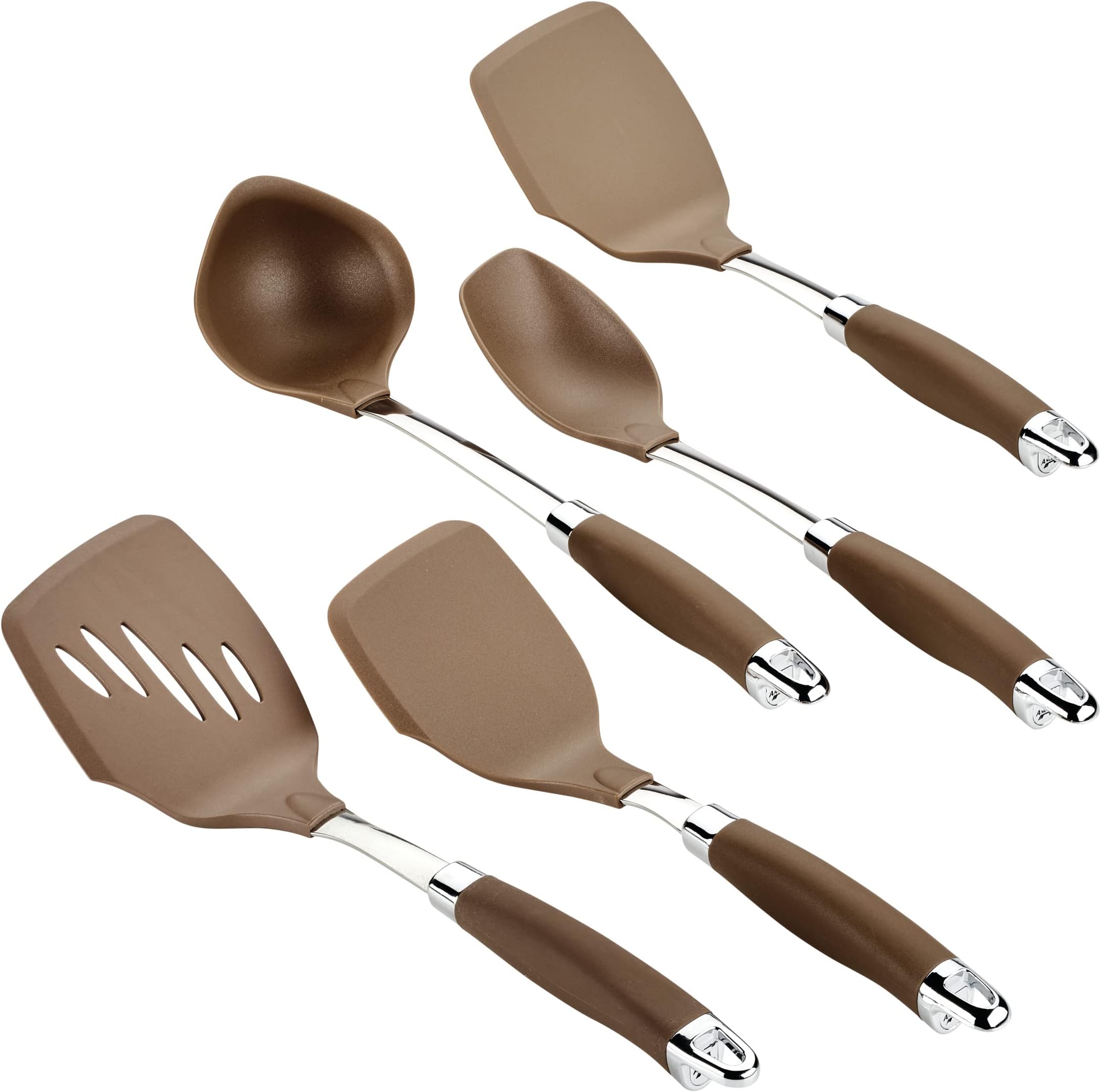 Anolon SureGrip Gadgets Nonstick Utensil Kitchen Cooking Tools Set, 5 Piece, Bronze