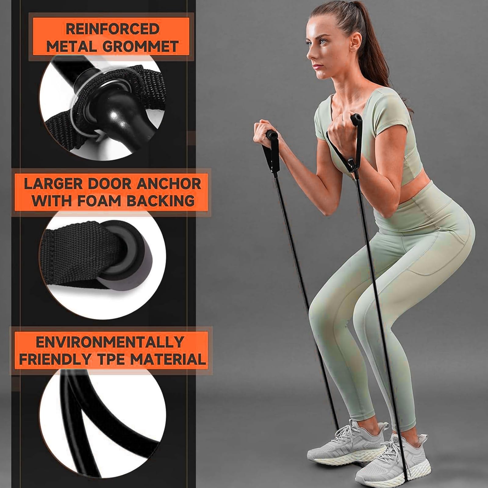 Espansore Toracico Regolabile con 1 Tubi in Lattice, Fitness Muscle Trainer per Braccia Spalle e Pettorali, Attrezzo per Allenamento a Casa e in Palestra, 30LB (Nero)