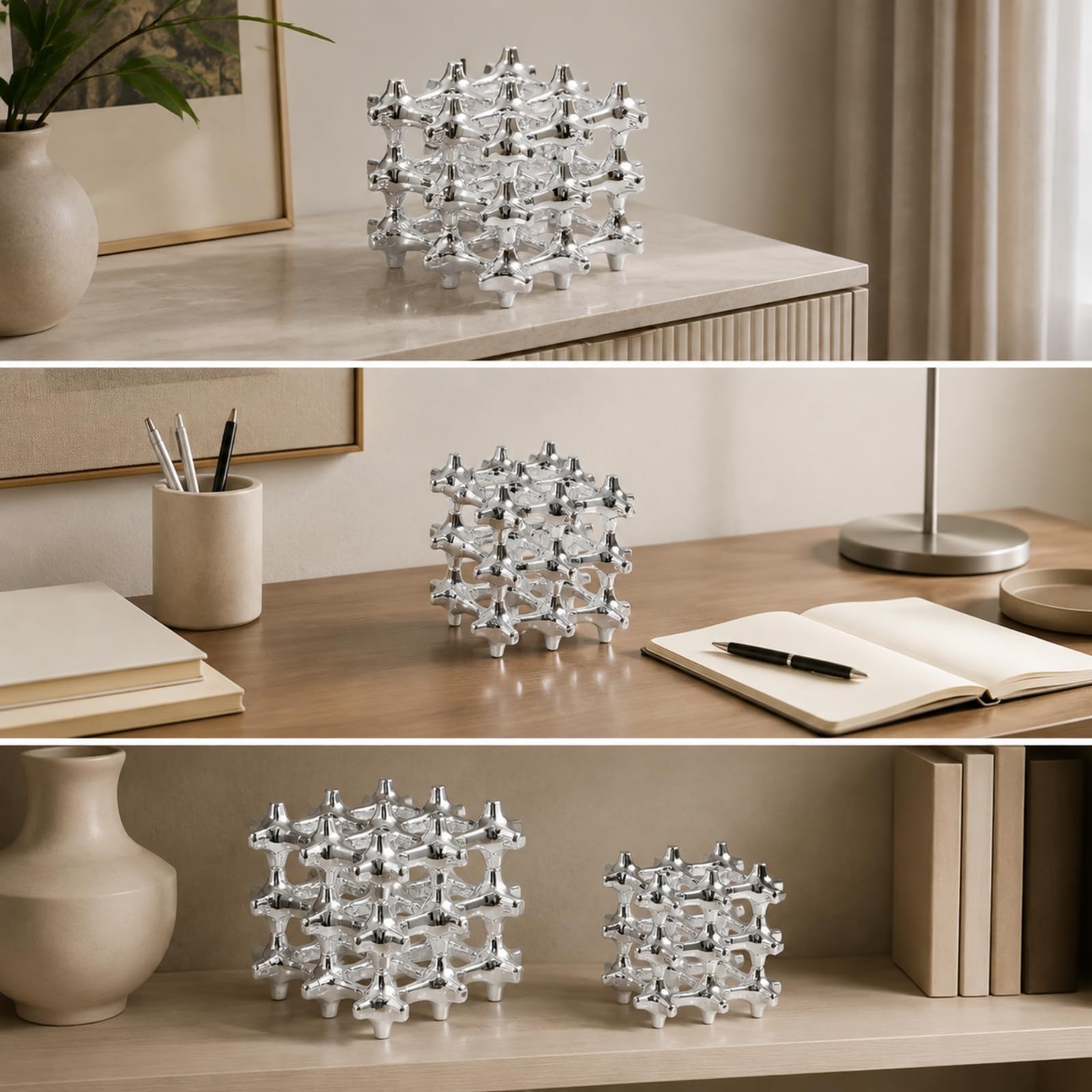 Cubo Geométrico Resina Artístico Elemento corativo Elegante coración l Hogar para Oficina, S