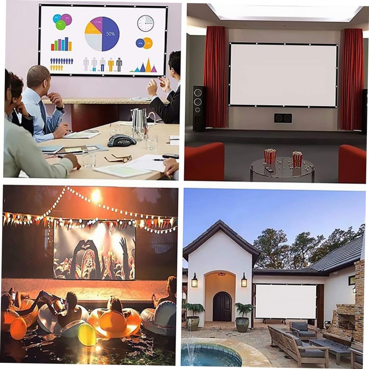 Home Theater Portable Projection Screen Theater Projector Screen for Outdoor Indoor Use