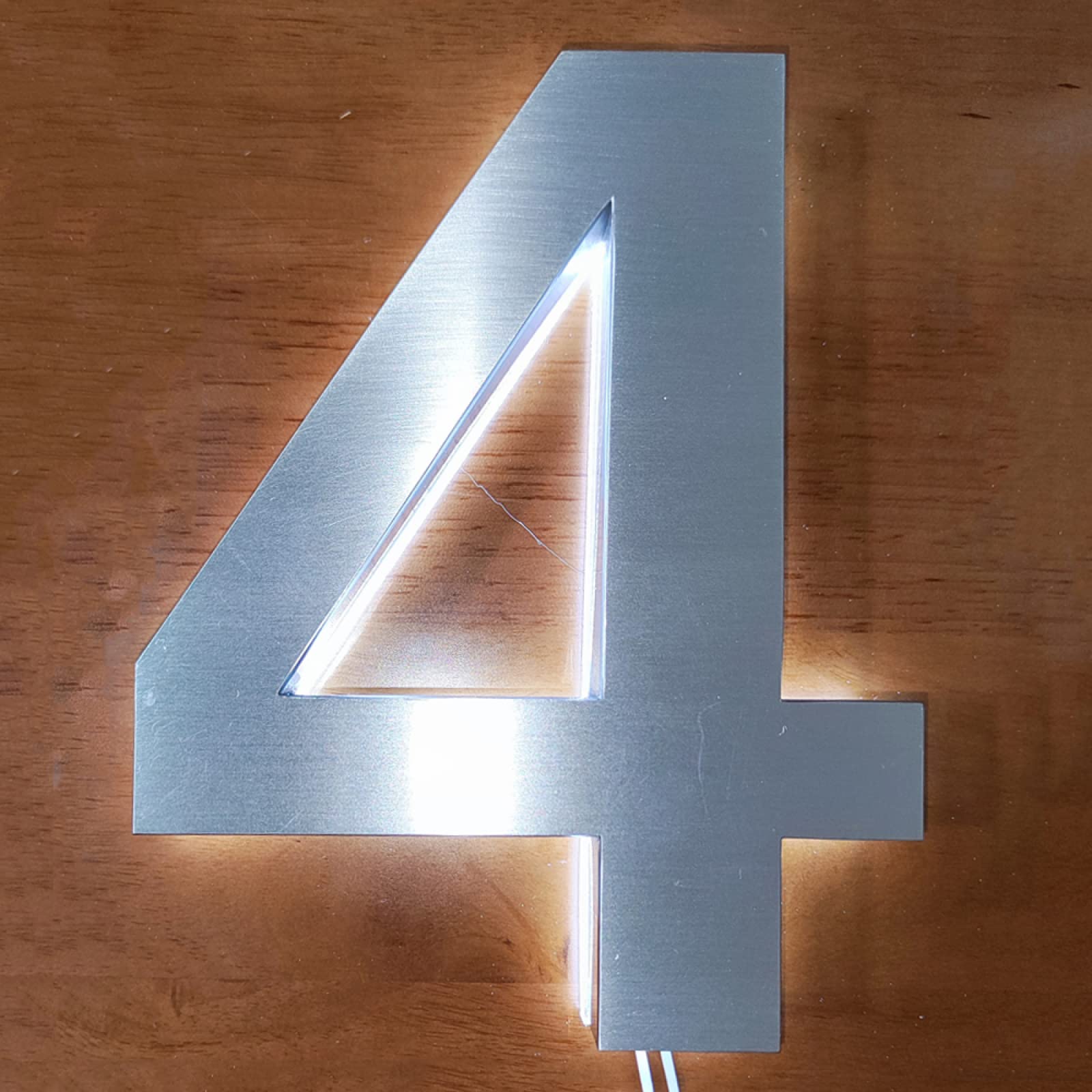 Targhe Con Numeri Civici Moderni Da 14" Con Luci, Placche Con Numero Civico Illuminato Per Parete, Numeri Civici Retroilluminati In Acciaio Inossidabile Per Esterni