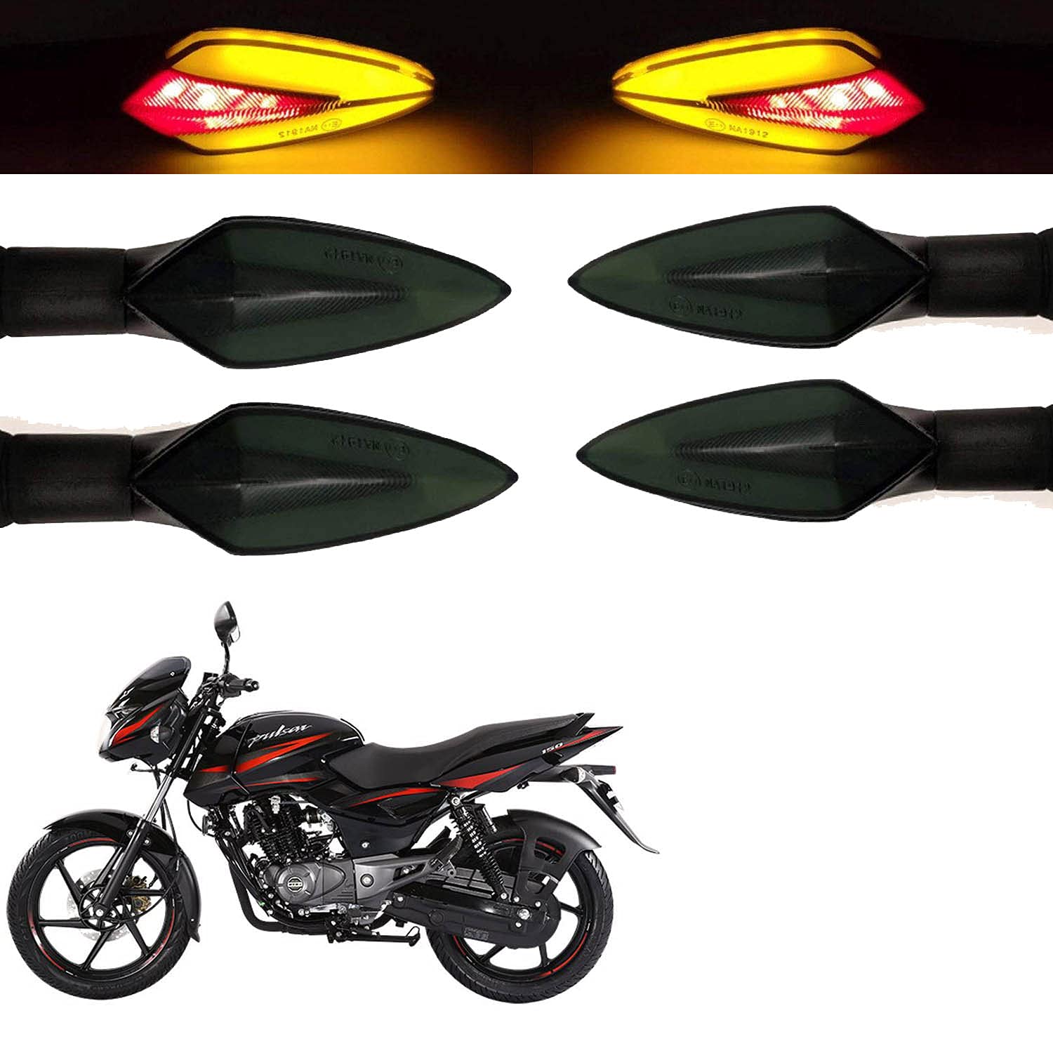Vagary Dual Color Set of 4 Turning Side Bike Indicator for Bajaj Pulsar 150-image-20