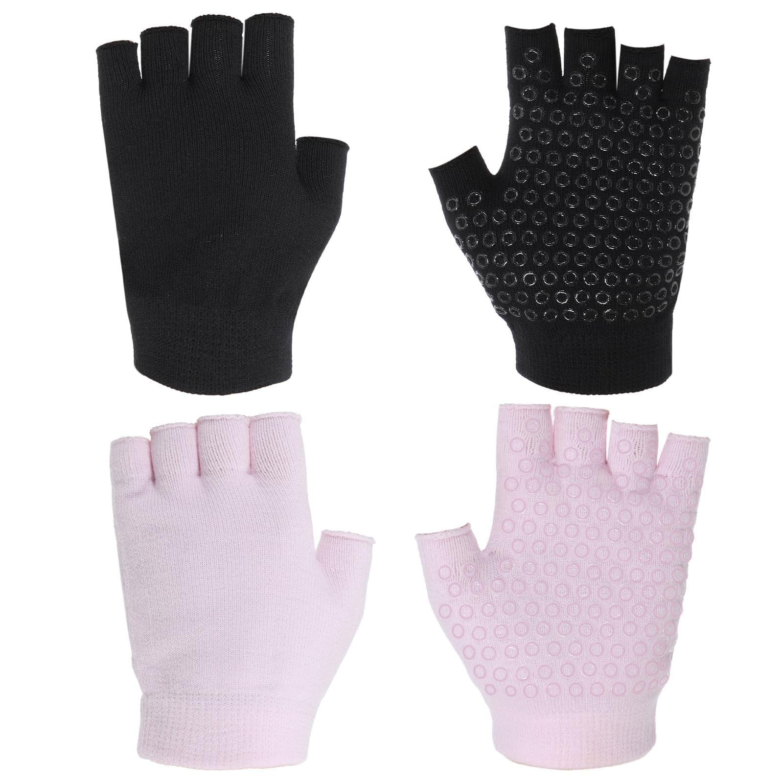 2 Pairs Fingerless Yoga Gloves for Workout and Fitness Training,Gym Gloves for Women, Weightlifting Gloves for Women with Non-Slip Grip, Breathable Hand Gloves for Gym Women and Yoga Mat Activities-image-7