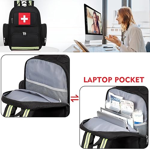 Miniatura 3 de Gatycallaty Mochila de primeros auxilios Medical Emt First Responder Bag Empty Ems Emergencia Hogar Salud Senderismo Trauma Viajes Camping, Negro -,