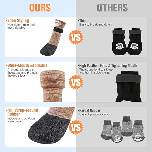 Miniatura 5 de BEAUTYZOO Calcetines Antideslizantes para Perros, Botas para Perros para Pavimento CalienteFrío, Nieve, Lluvia, Botines de Perro Impermeables con