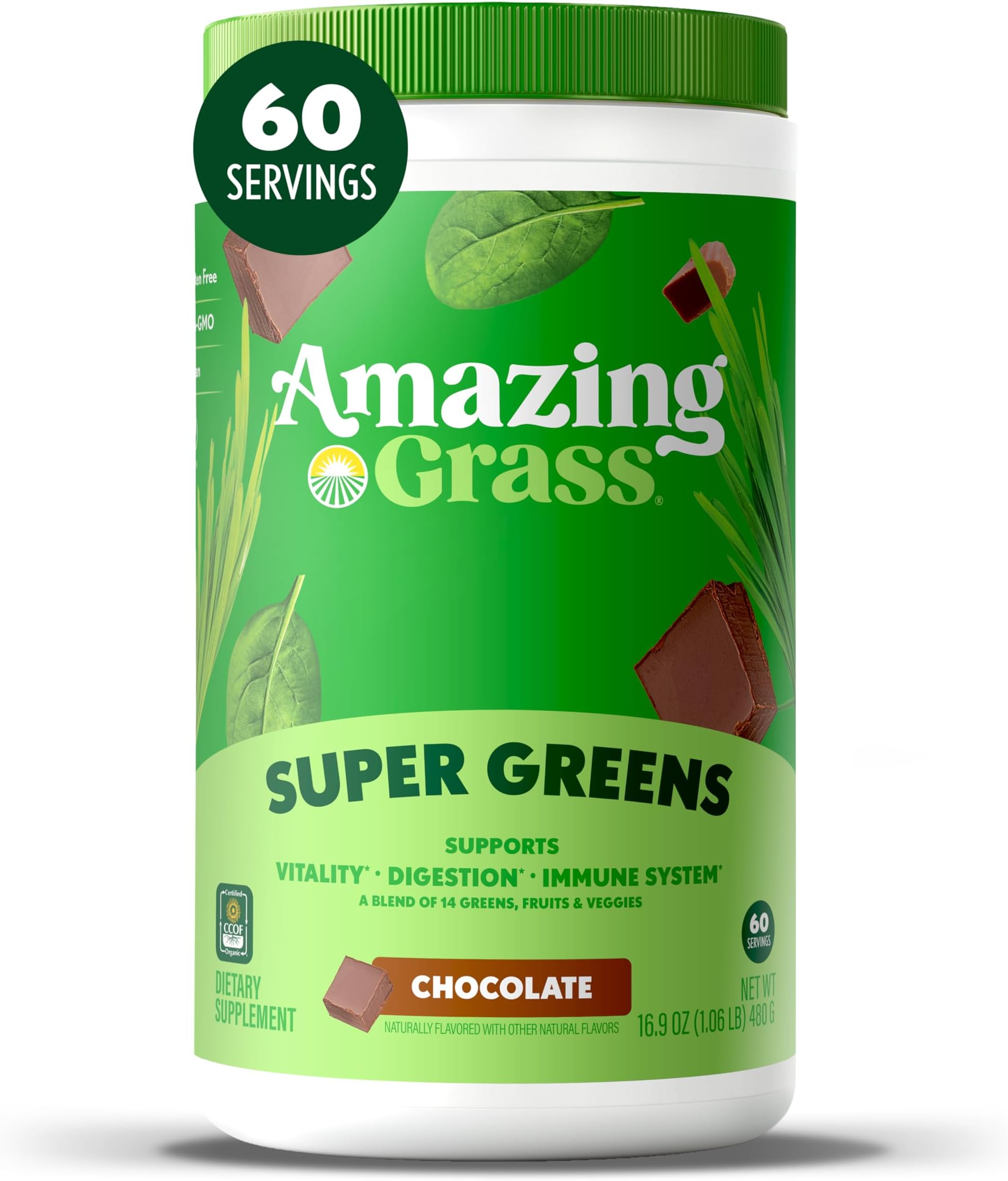 Amazing Grass, Green Superfood, Chocolate, 17 oz (480 g)