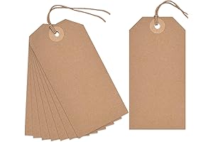 SallyFashion Kraft Paper Tags with String: 120-Pack of Customizable Shipping Labels, Designed...