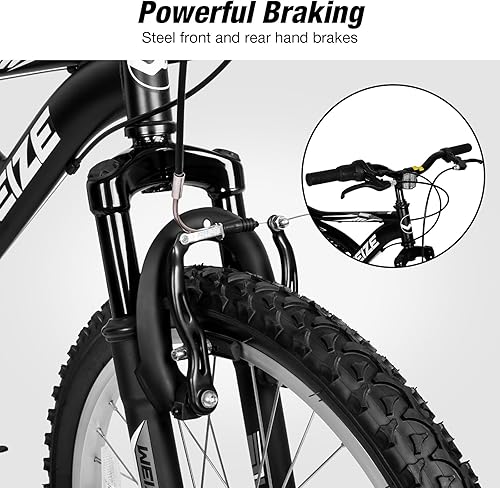 Miniatura 6 de Bicicleta de montaña para niños WEIZE, bicicletas de 20 y 24 pulgadas para niños de 6 a 14 años, para niños y niñas, con suspensión doble completa,