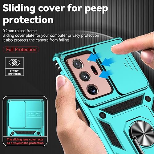 Miniatura 4 de Funda para Samsung Galaxy Note 20 Ultra con cubierta para lente de cámara, protector de pantalla HD, prueba de caídas de grado militar, soporte de