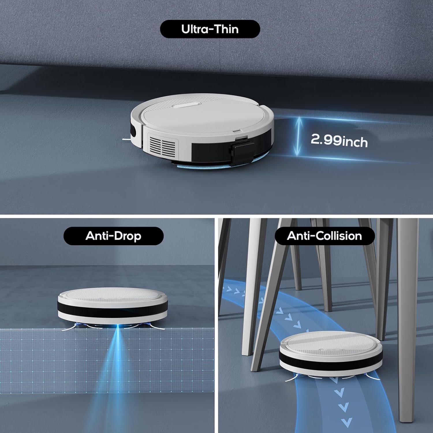 Robot Vacuum, Mopping Robot, Powerful 5000Pa, WiFi/Alexa/App/Remote Control, Quiet, Robotic Vacuum Cleaner with Self-Charging, Anti-Collision and Fall, for Pet Hair, Hard Floor, Carpet