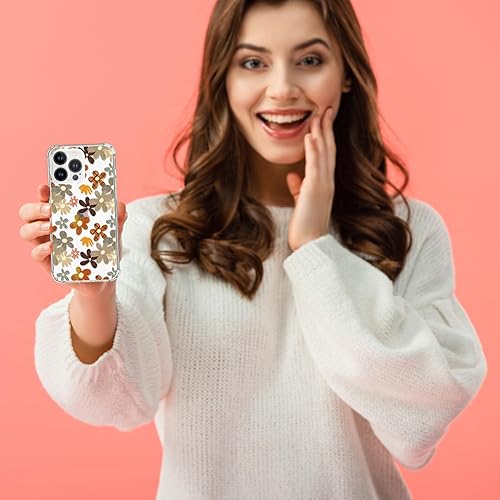 Miniatura 5 de Funda transparente para iPhone 15 Pro con diseño de flores retro, TPU suave, absorción de golpes, diseño delgado en relieve, funda protectora para