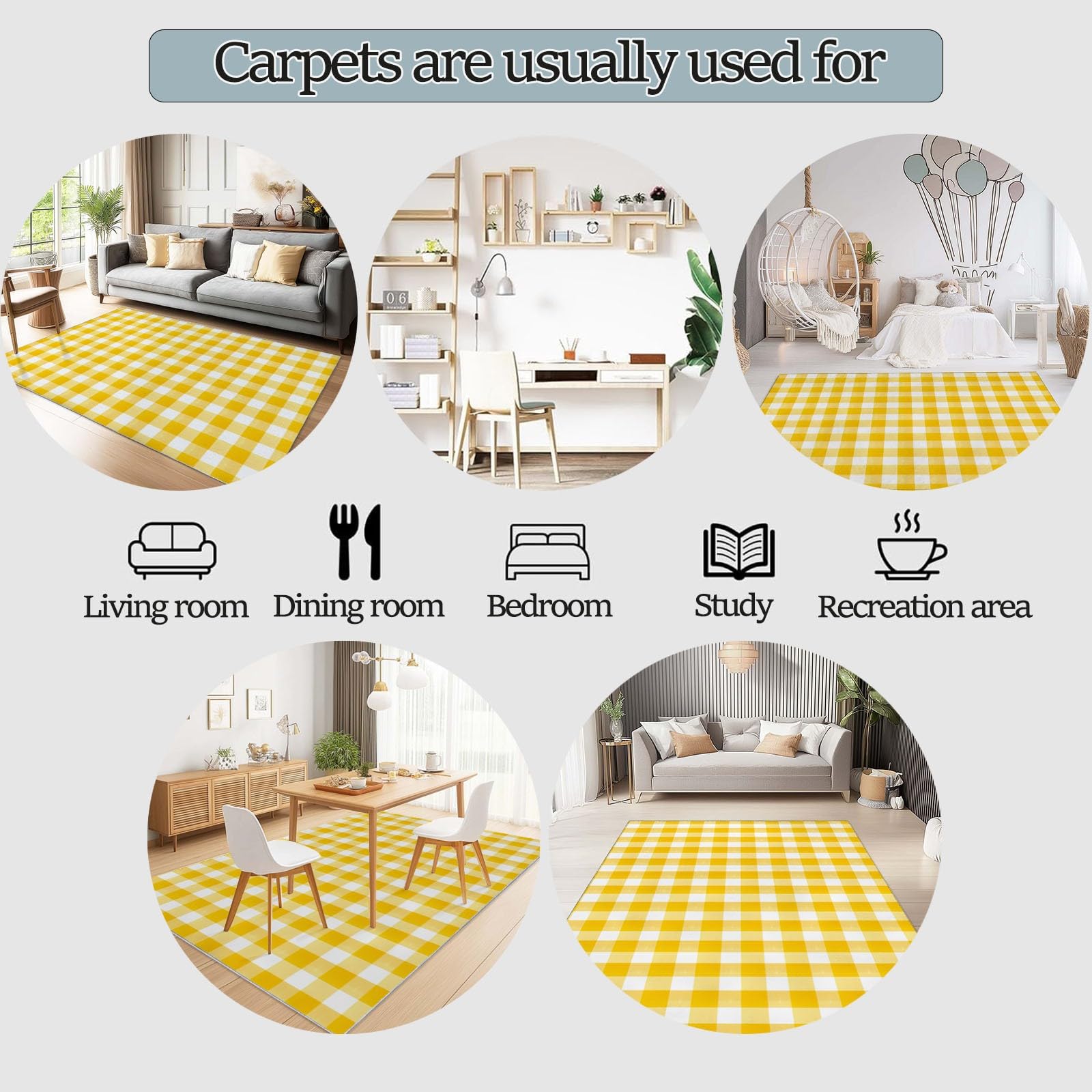 Dywaniki można prać w pralce do salonu 120 x 180 cm - miękkie pluszowe dywaniki do sypialni, dywan kuchenny antypoślizgowy geometryczne linie siatka minimalistyczny design, żółty flanelowy dywan z
