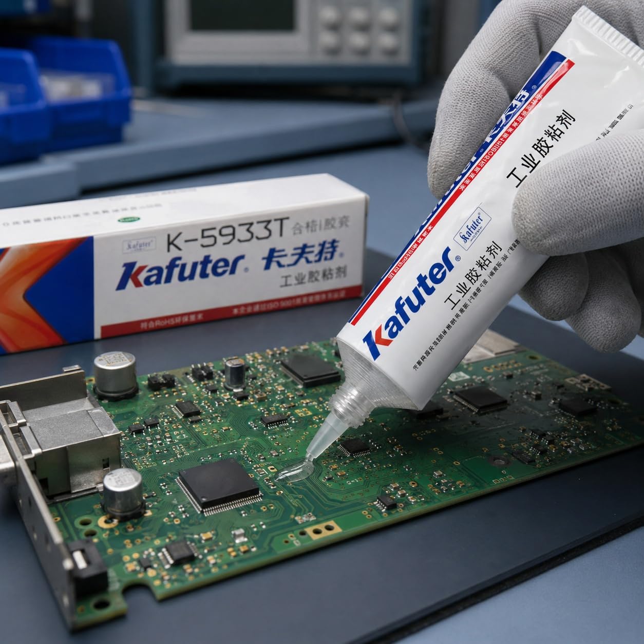 VIDOO Kafuter K-5933T Płynny Cement do Złączy, Niekorozyjny Mastyks Utwardzany Wilgocią do Ram Wyświetlaczy Optoelektronicznych - 300ml