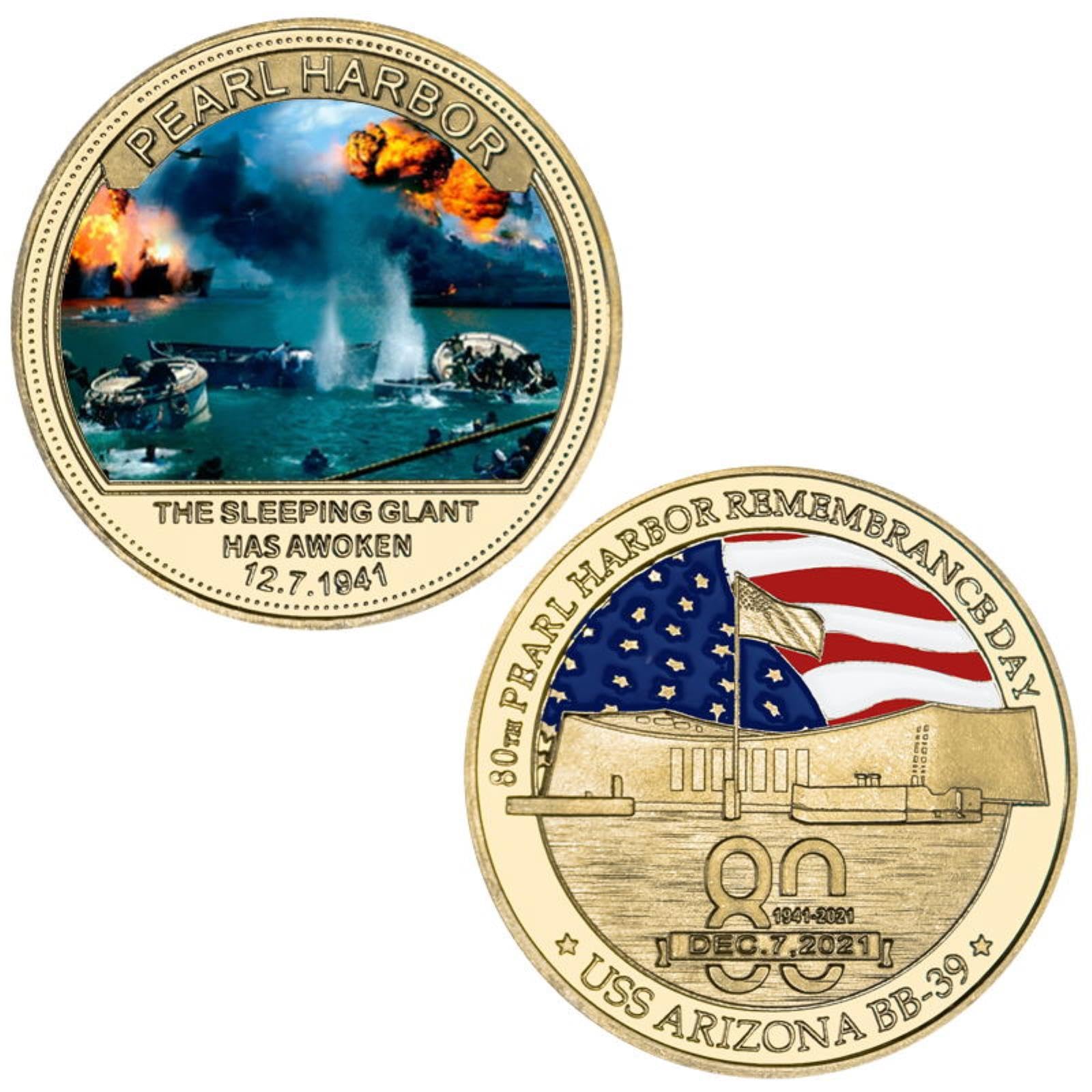 Médaille Commémorative Pearl Harbor – Plaquée Or – Finition Artisanale – Alliage Résistant à La Rouille – Valeur Historique – Cadeau Collectionneur