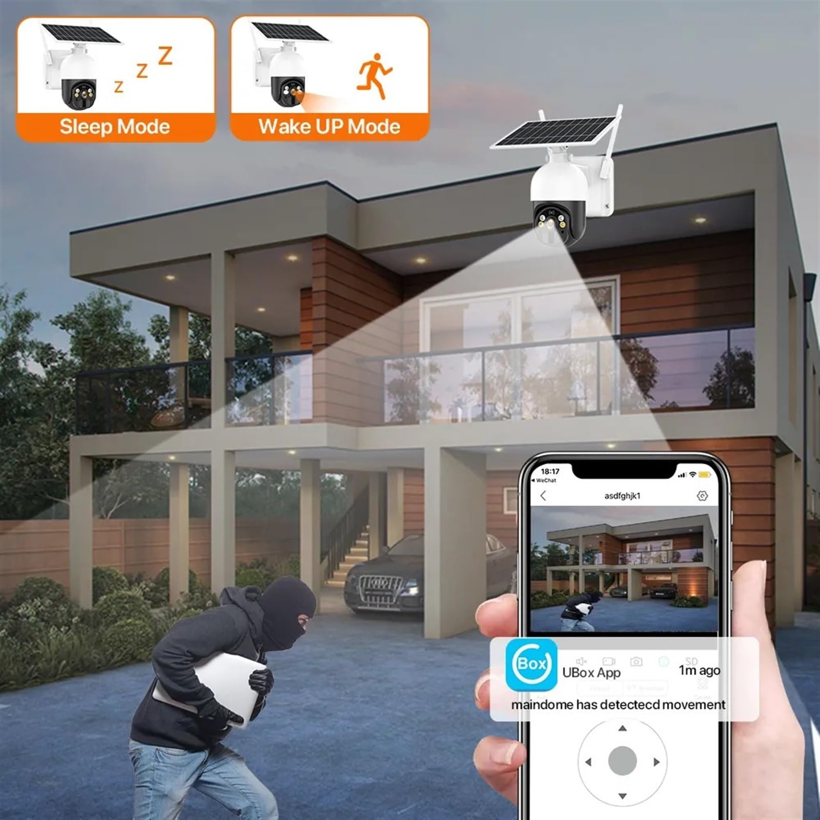 cámara de seguridad gran angular, Cámara Solar Con Tarjeta SIM 4G, Batería Integrada, Cámara IP For Exteriores, 2K, WIFI, Cámara PTZ De Seguridad Inalámbrica, Vigilancia De Movimiento PIR con diseño d
