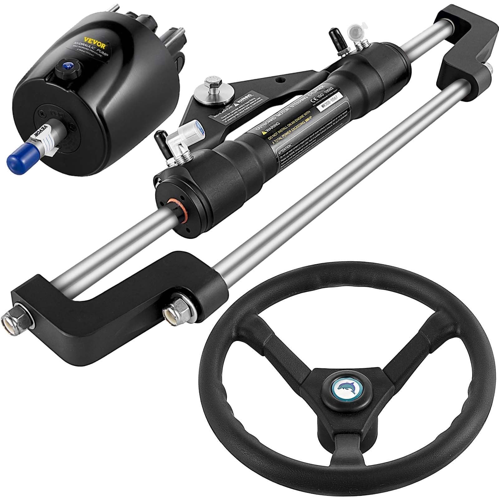 VEVOR Hydraulic Steering Kit 300HP, Hydraulic Boat Steering Kit Helm Pump