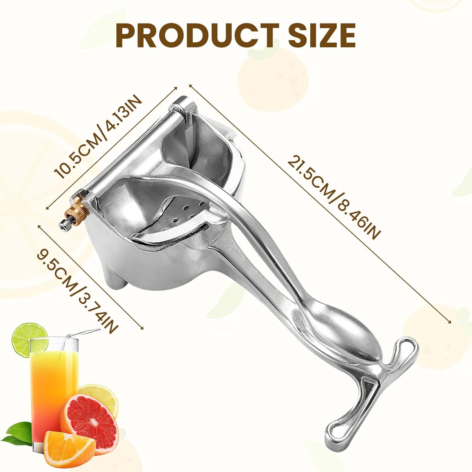 Heavy Duty Manual Fruit Juicer Press, Hand Press Lemon Squeezer and Citrus Press, Detachable Aluminum Alloy Juice Extractor for Oranges Lemons and Other Fruits (1 PCS)