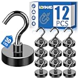 LOVIMAG Magnetic Hooks, 12 Pack 30lbs+ Magnet Hook 2025 Cruise Cabin Ship Essentials Heavy Duty Strong Magnets Refrigerator Fridge Hanging for Classroom Beach Vacation Kitchen Grills Home (Black)