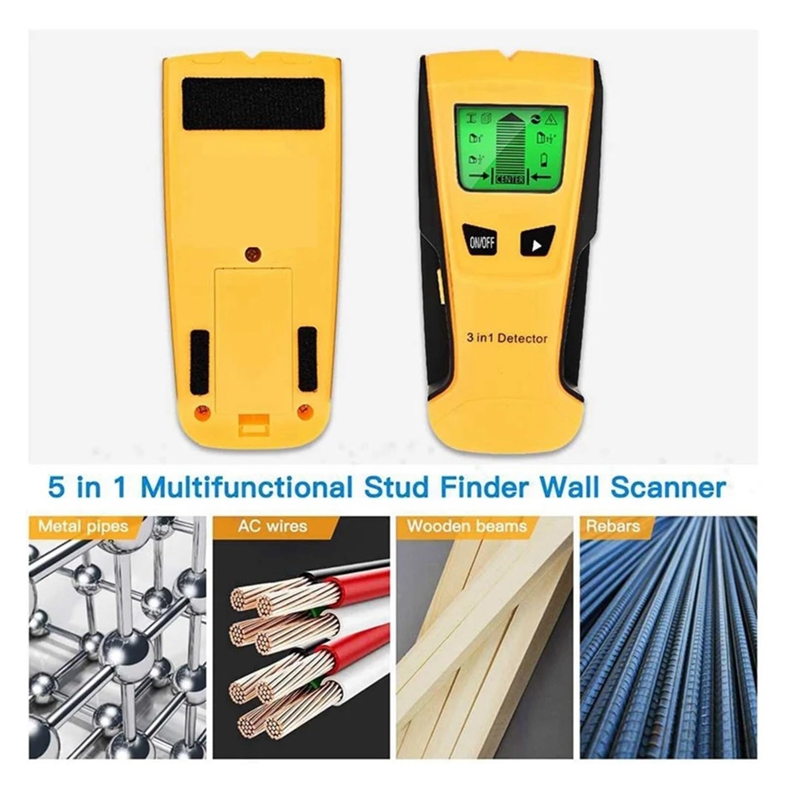 Sensore per perni Intelligente Multifunzionale Rilevatore di Metalli 3 in 1 Rilevatore da Parete for Scanner da Parete Borchie in Metallo for Legno Rilevamento di Tensione CA sotto Tensione
