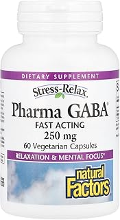 Natural Factors Pharma GABA - Dietary Supplement Supports Calm Sleep & Sleep Quality - Natural, Fast-Working Supplement Aids Focus & Brain Health - 60 Chewable Tablets (60 Servings)