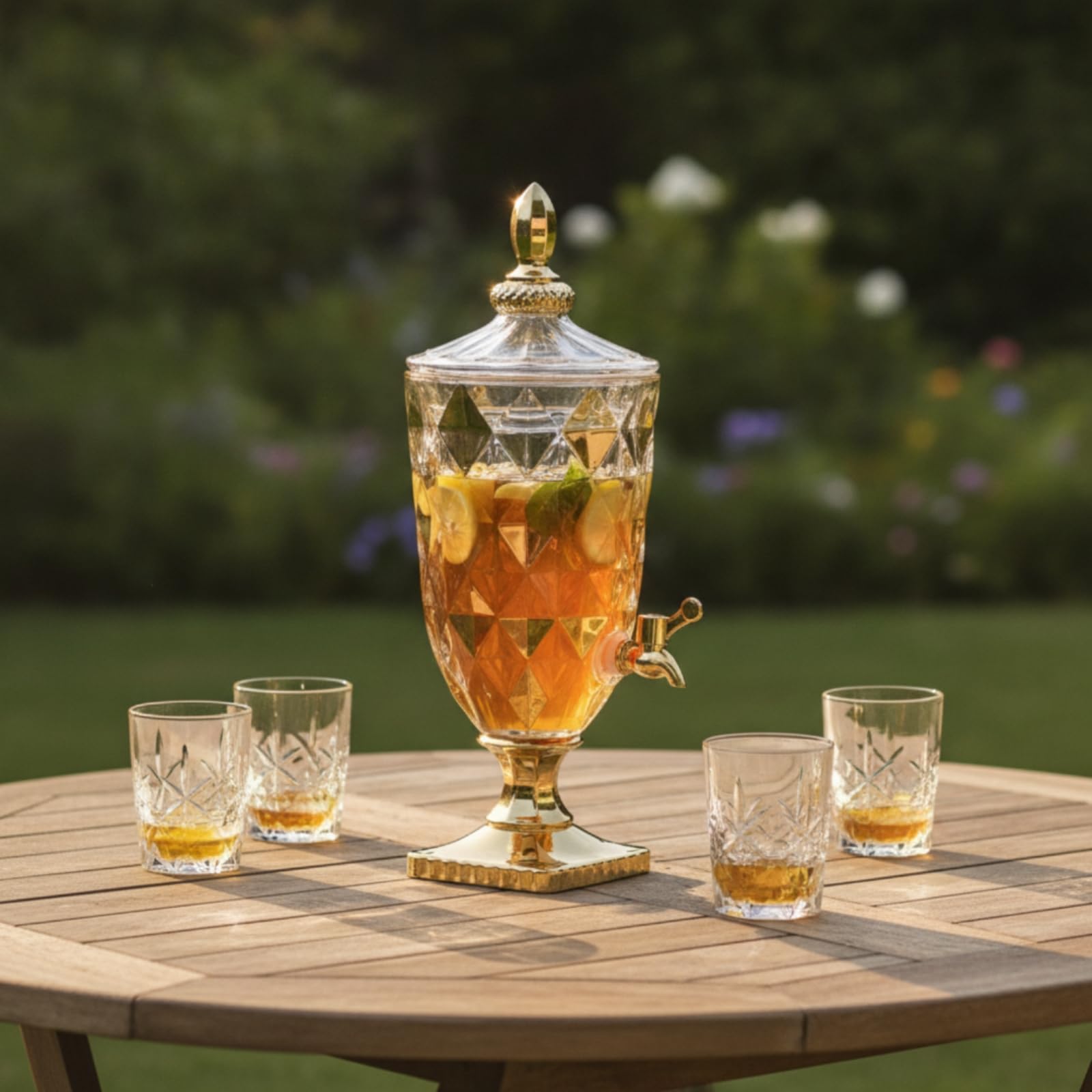Getränkespender mit Deckel auslaufsicher aus transparent für Gastgeber, Gartenparty, Küche, 2L, Punkt