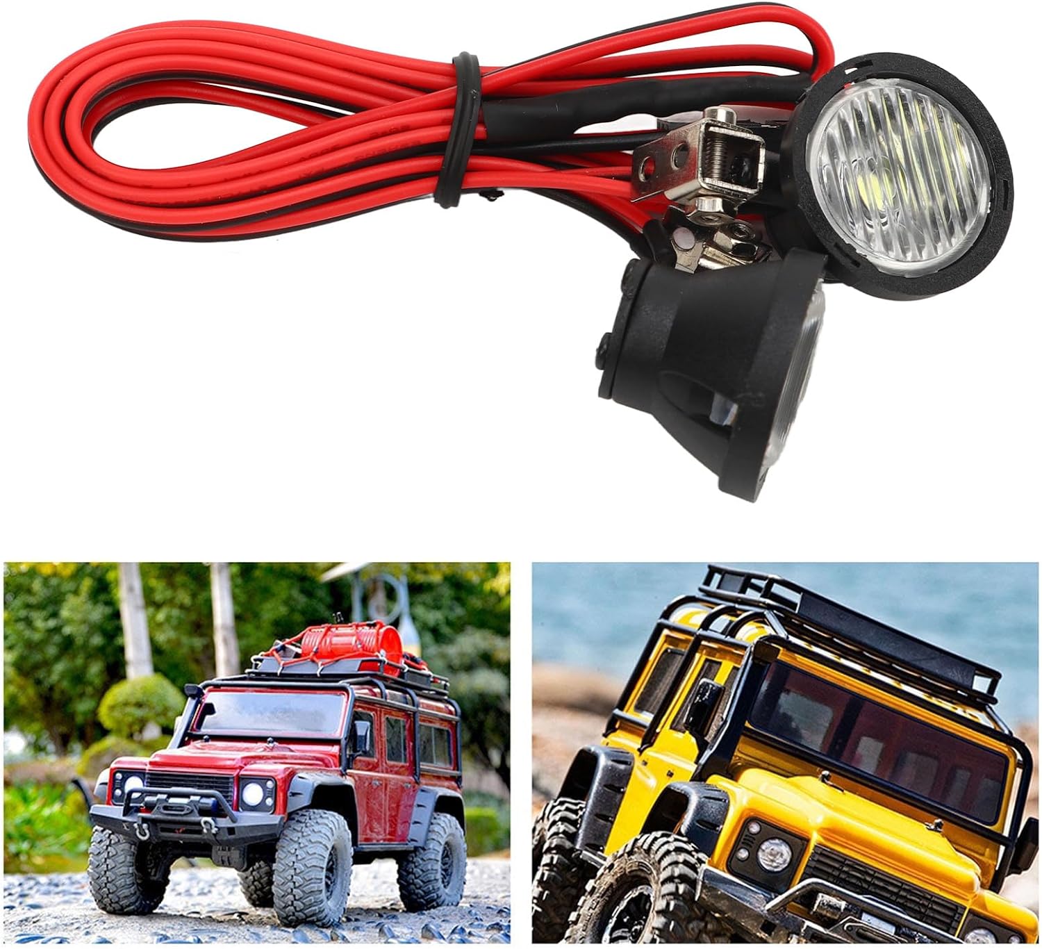 Topyond 2 RC Vehicle Lighting, LED RC Car Roof Headlights Universal Rc Light Kit for 1/10 RC Model Crawler Cars, RC LED Headlamps for RC Car Accessories
