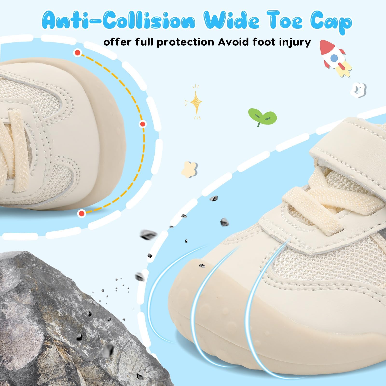 JIASUQI Baby Barefoot Shoes Boy Girls First Walking Shoe Infant Breathable Sneakers Lightweight Non-Slip Crib Shoes Indoor Outdoor - 3