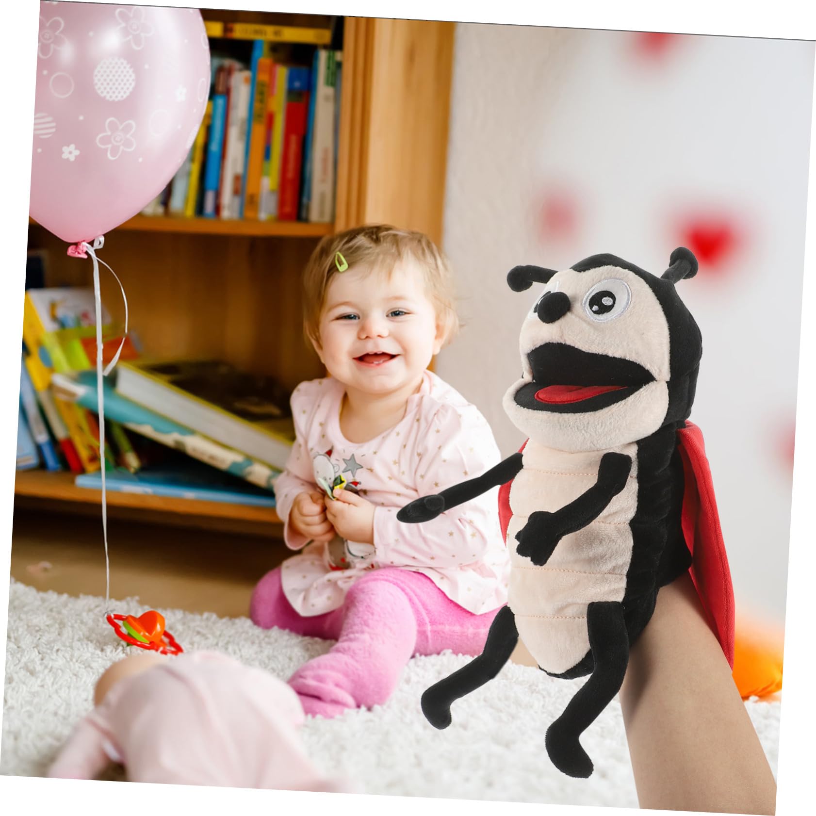 minkissy Marioneta de Mano Algodón PP y Felpa de Mariquita de Peluche Ligera y Cómoda para Jugar en Interiores y Exteriores
