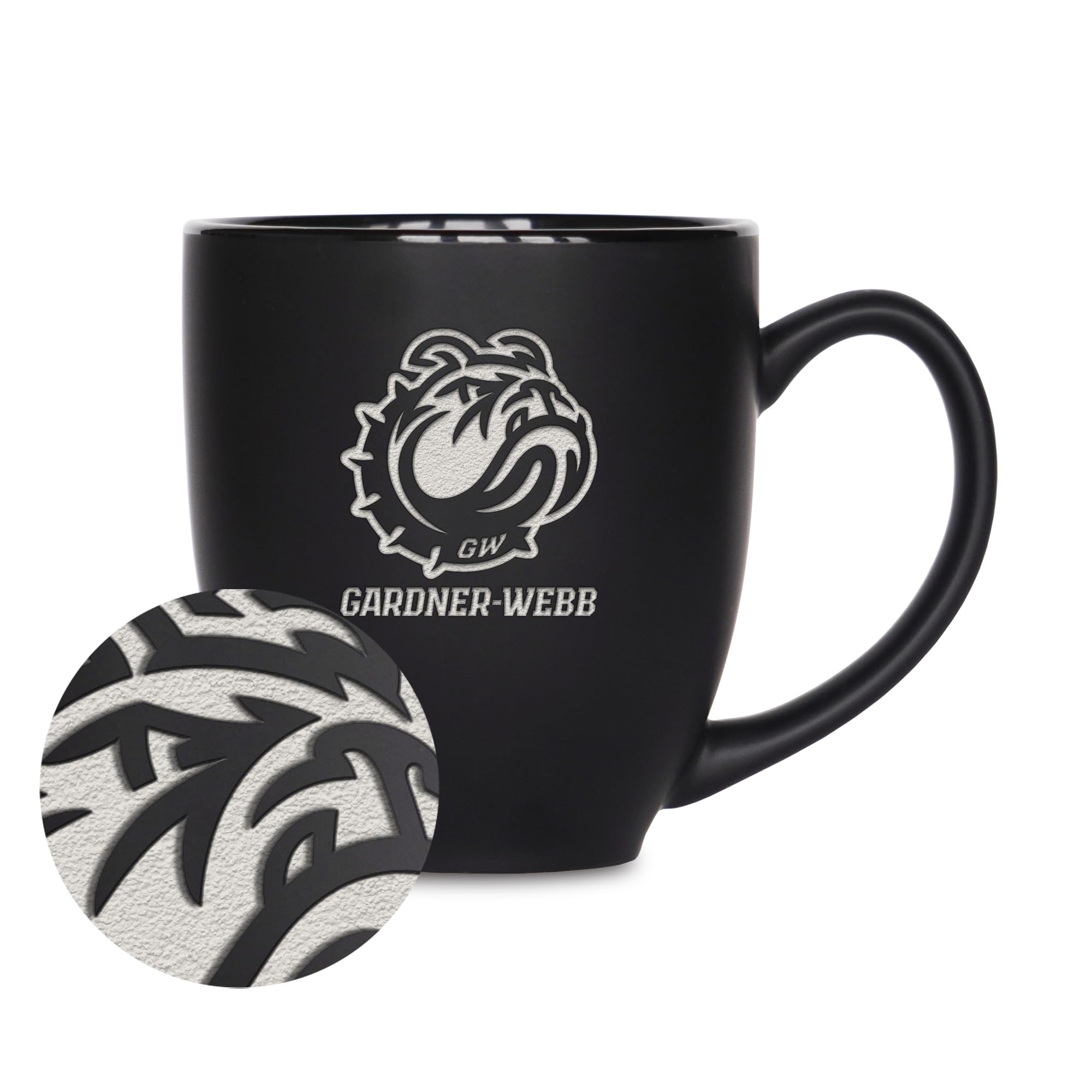 Mug céramique noir mat Gardner-Webb gravé au laser haute finition