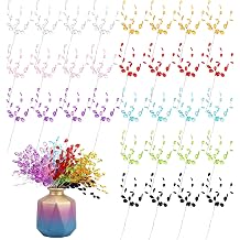 32PCS Acrylic Crystal Flower Branches Transparent Color Artificial Bead Drop Bouquets, Glitter Floral Acrylic Picks Arrangement for Wedding, Thanksgiving & Home/Office Table Top Decoration