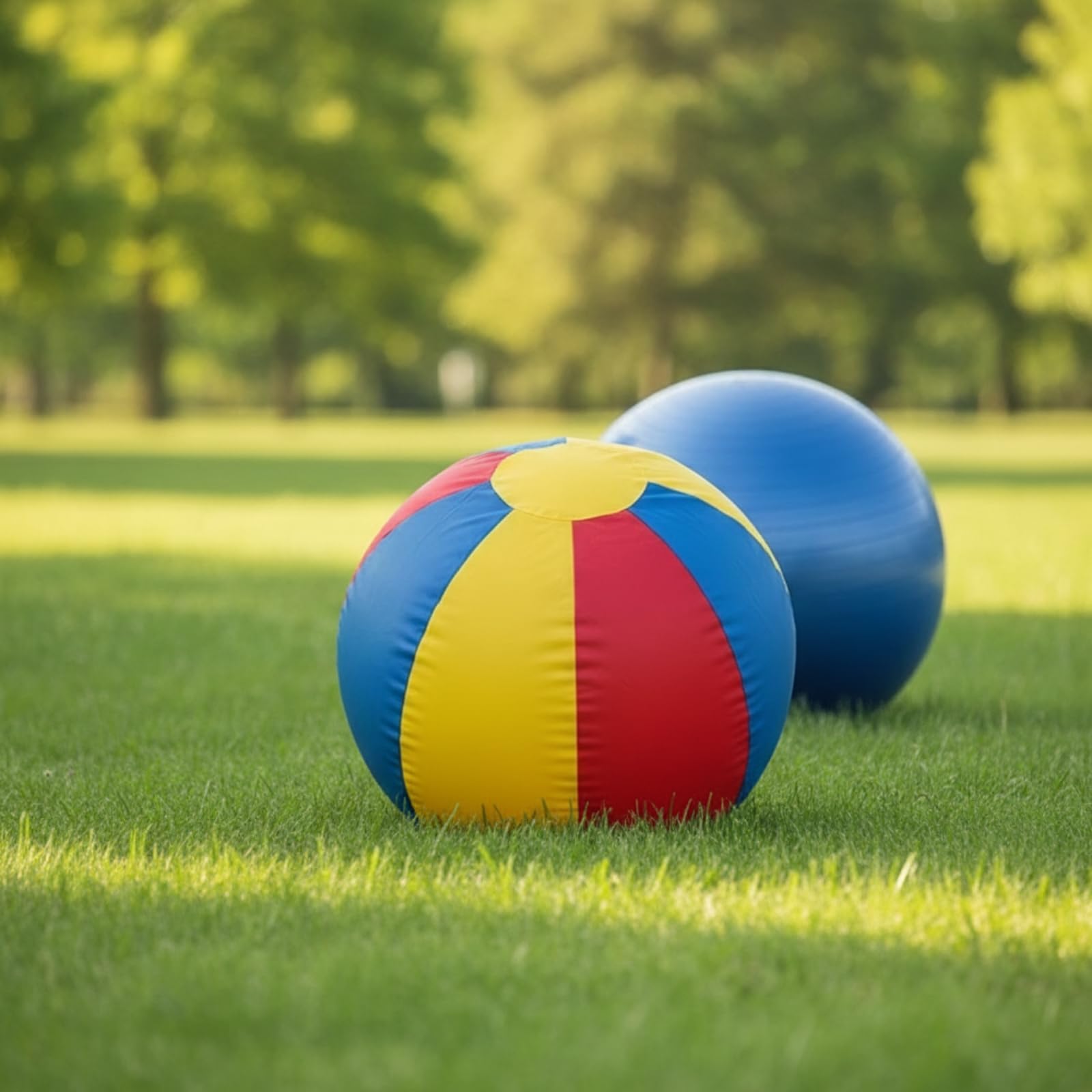 Hundeball mit Stoffbezug strapazierfähig aufblasbarer Hundeball reißfest Haustierspielzeug für Hundetraining, Garten, Rot-Blau-Gelb, 55cm