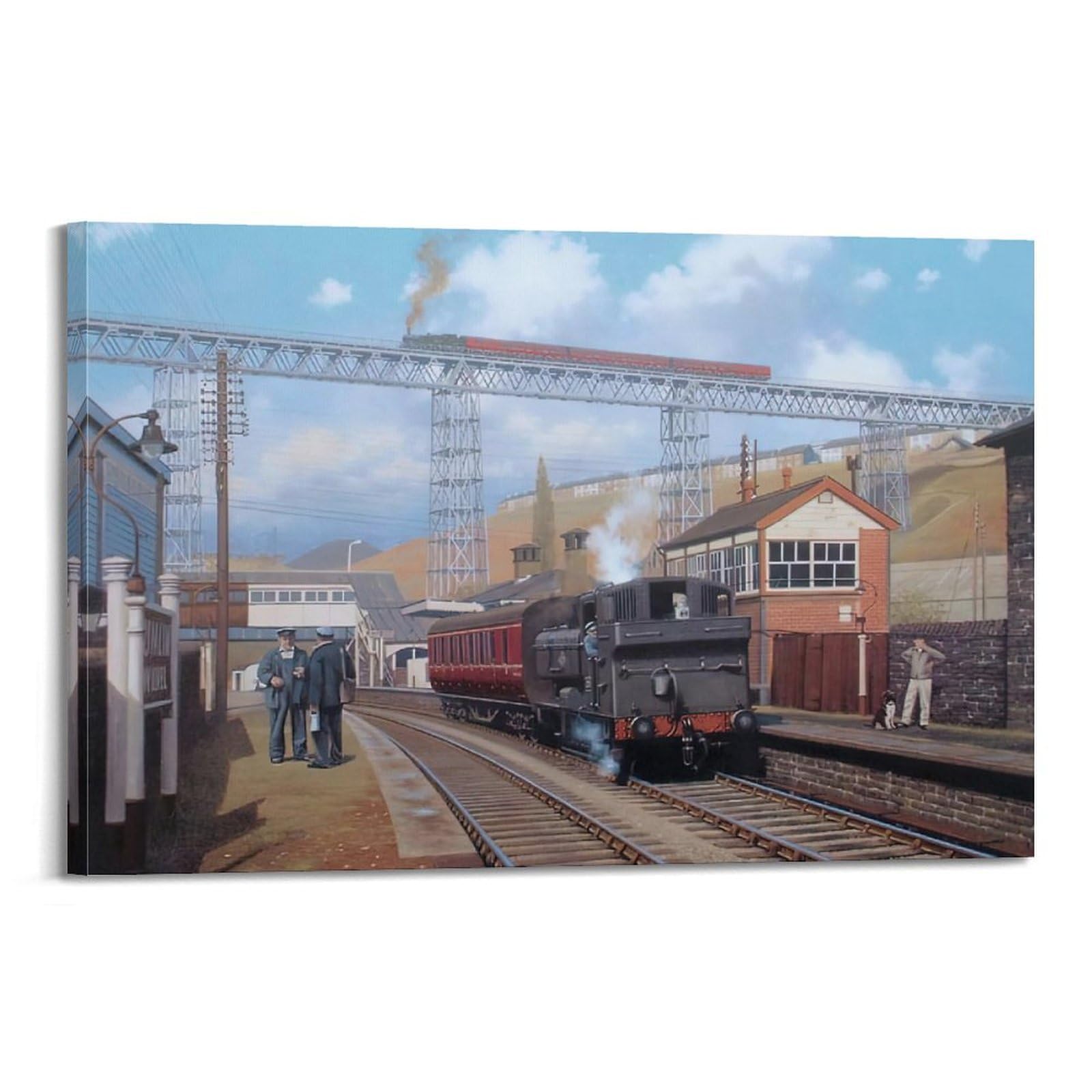 ZSZWHJ Industrial Art Poster Steam Train Poster Decorative Painting Canvas Wall Posters And Art Picture Print Modern Family Bedroom Decor Posters 20x30inch(50x75cm)