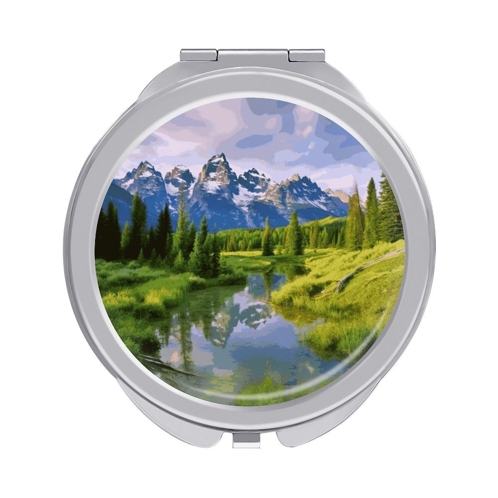 Fekiloot Style National Park Travel Makeup Mirror Handheld Compact Mirror Portable Pocket Mirror Double-Sided 1X/2X Magnifying For Handbag And Purses