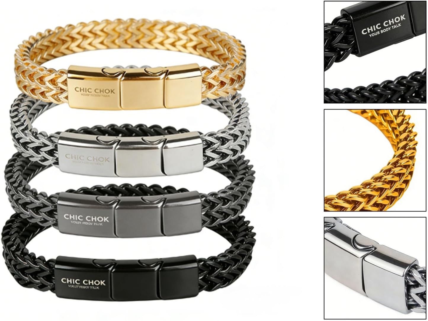 Mens Bracelet Stainless Steel Cuban Link Chain Franco Bracelets for Men - Image 3