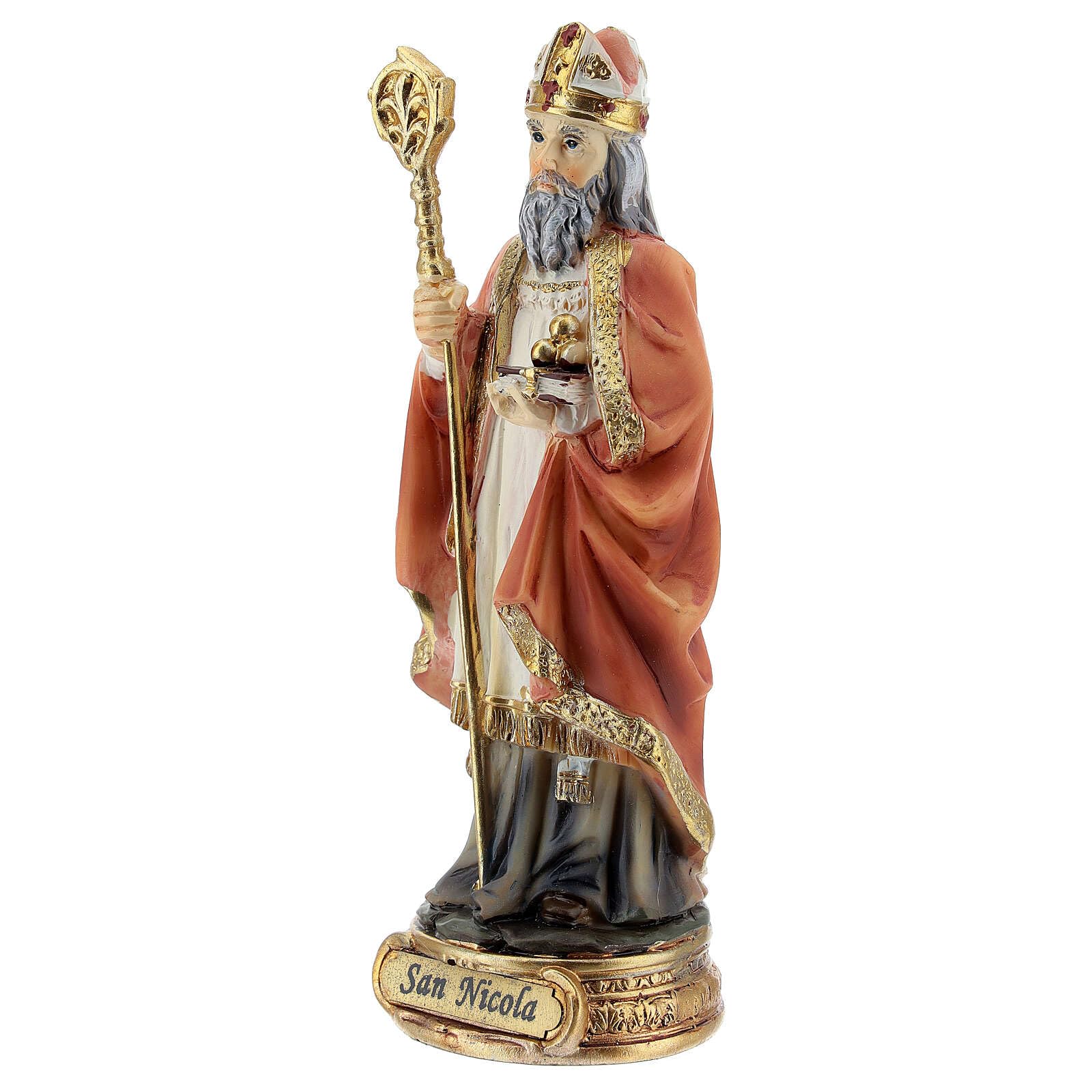 Holyart Statue in resina e PVC: San Nicola Bari pastorale statua resina 12 cm
